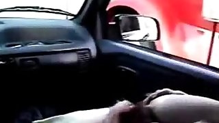 Horny bitch masturbating in car be useful to truck chauffeur